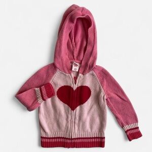 Y2K toddler kids pink heart zip up sweater